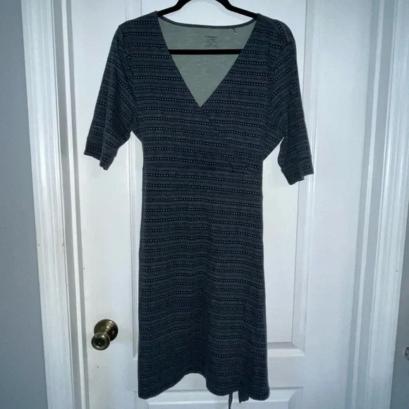 Toad&Co Black and Gray Patterned Midi Dress - Picture 1 of 4